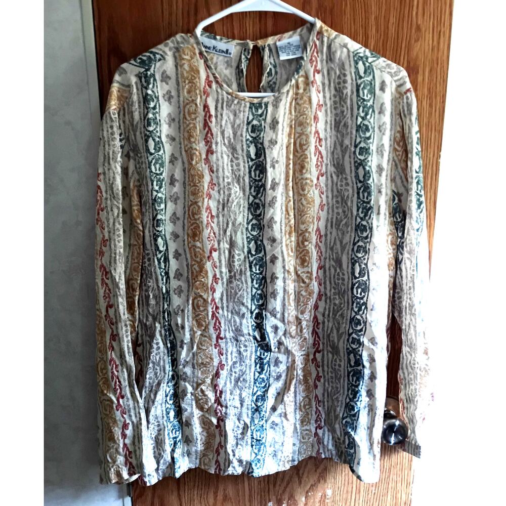 Vintage Anne Klein II Silk Blouse 10 Quietlux Artwear Secretary Minimalist